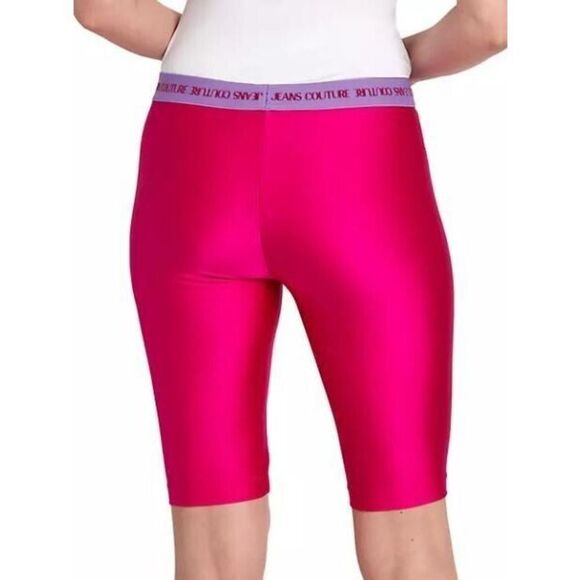 Versace Jeans Couture Women's Sz 40 US 4 Pink Lycra Logo Band Bike Shorts $150 - Picture 9 of 9